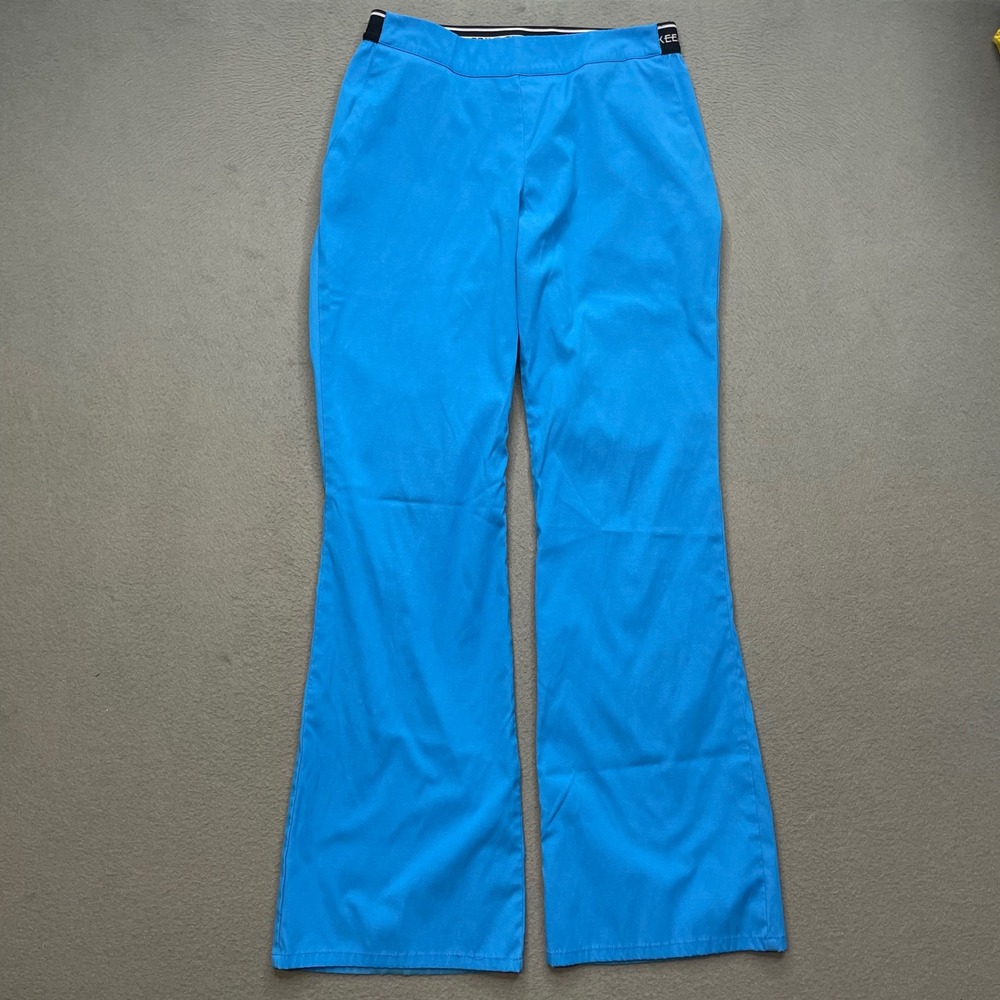 Cherokee Women Scrub Pants Blue Polyester Cotton Blend Small Flare Leg Workwear